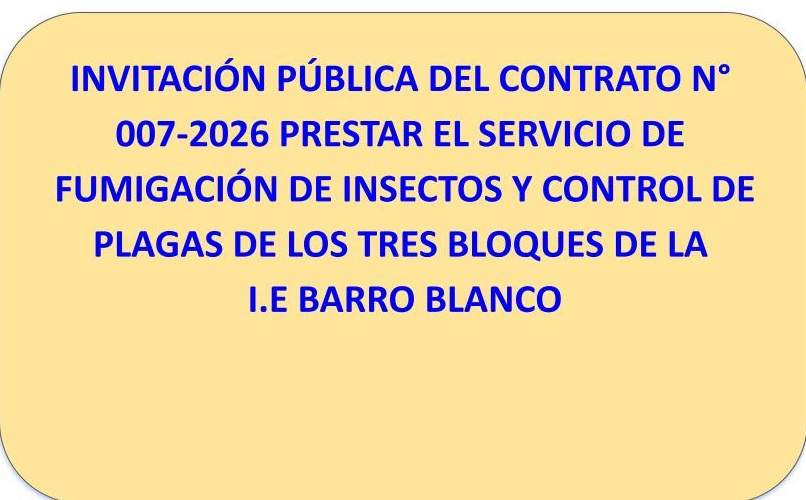 INVITACION PRESTAR SERVICIO DE FUMIGACIÓN Y CONTROL DE PLAGAS